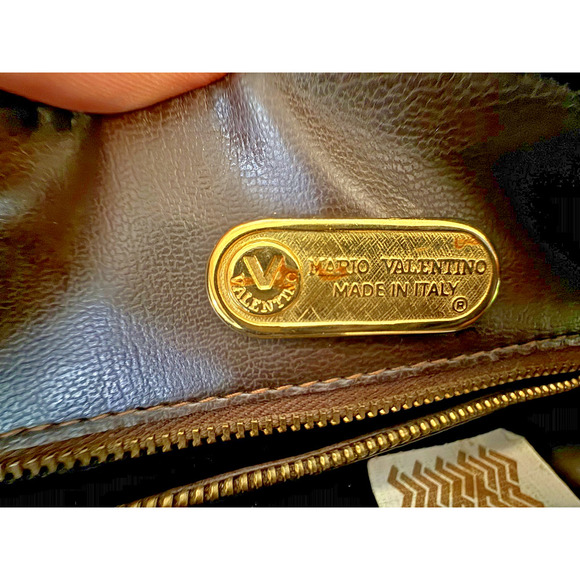 Vintage Mario Valentino Crossbody Bag Womens Monogram Leather Made Italy Purse 8 - Picture 8 of 10